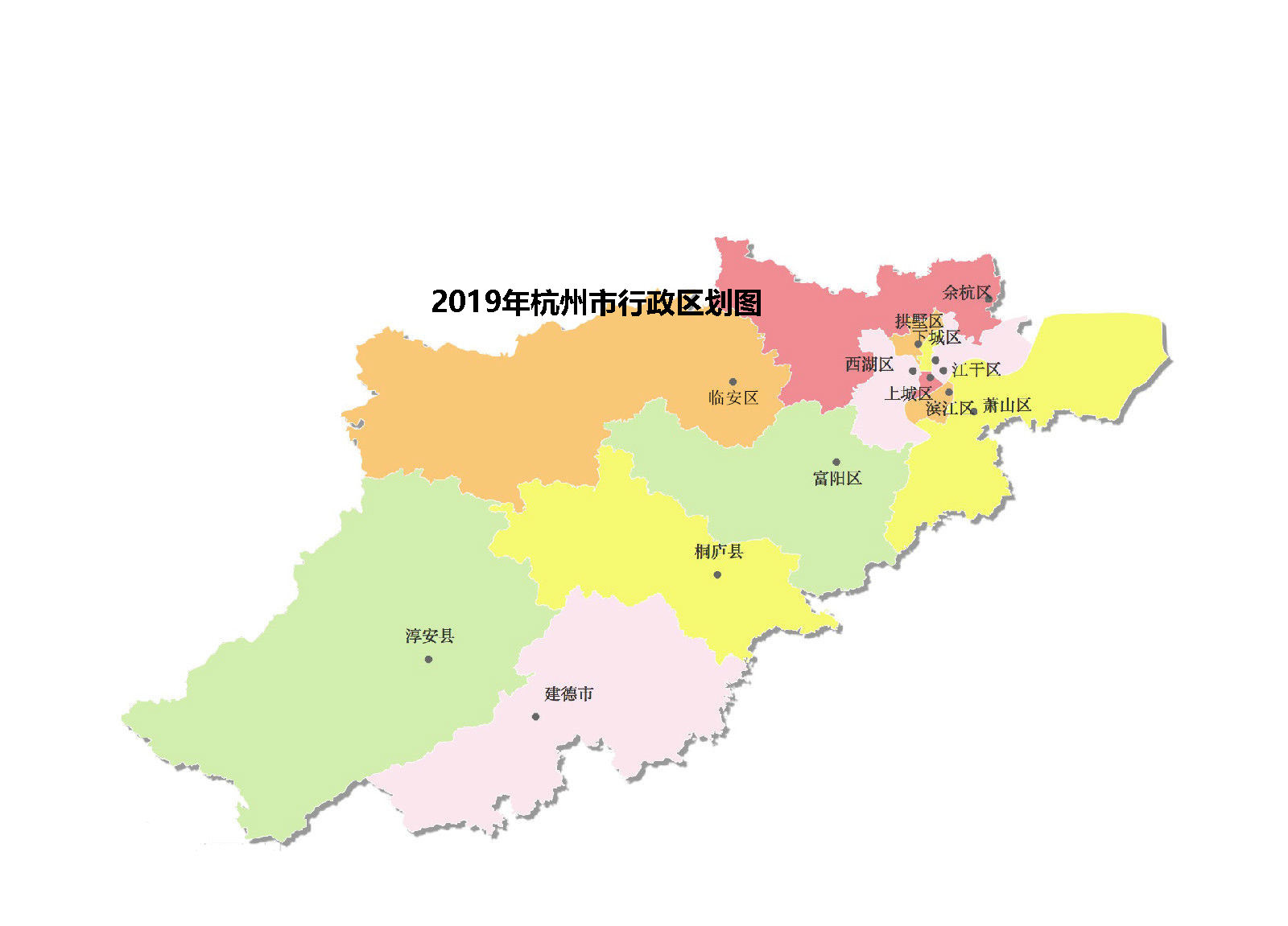 2019杭州行政区划图